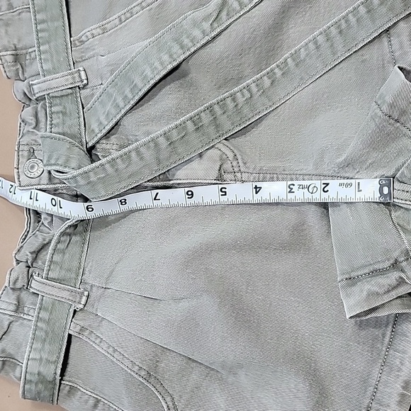 American Eagle Size 4 Washed Khaki Green Paper Bag Highest Rise Mom Shorts - Picture 8 of 15